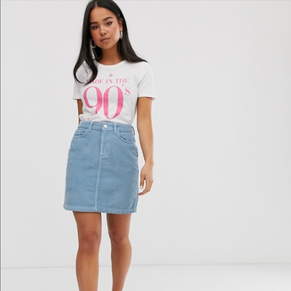 NWOT ASOS New Look baby blue corduroy mini skirt